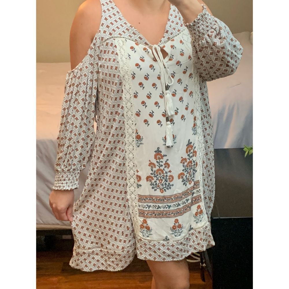 Skylar + Jade Boho Cold Shoulder Mini Dress